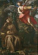 Francesco Cozza Saint Francis consoled by an Angel oil painting